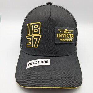 Invicta Racing Hat, Black Yellow, Adjustable Snapback, Adult One Size